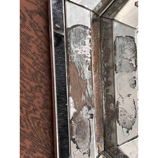 Silver C. 1930’s Art Deco Faceted Eglomise Mirror For Sale - Image 8 of 13