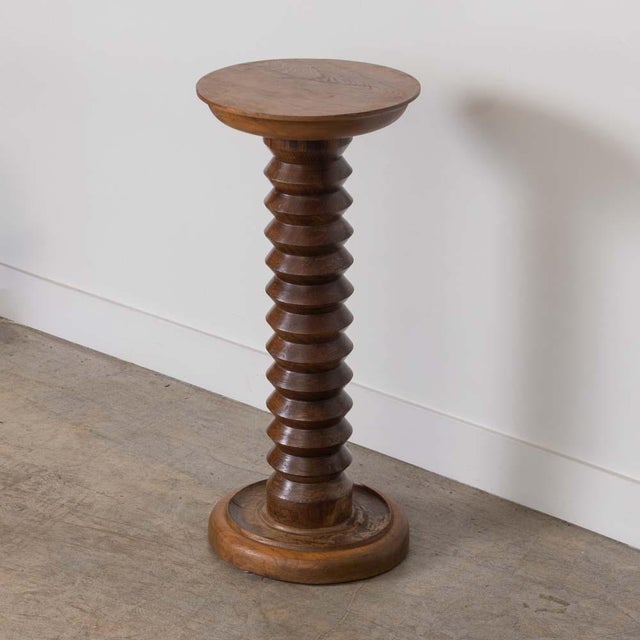 French 1940s French Carved Wood Pedestal Table For Sale - Image 3 of 10