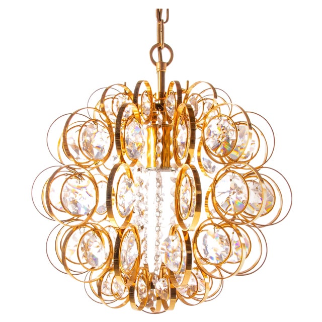 Orbit Chandelier Crystal & Gilt Brass by Gaetano Sciolari for Palwa, Germany, 1960s For Sale