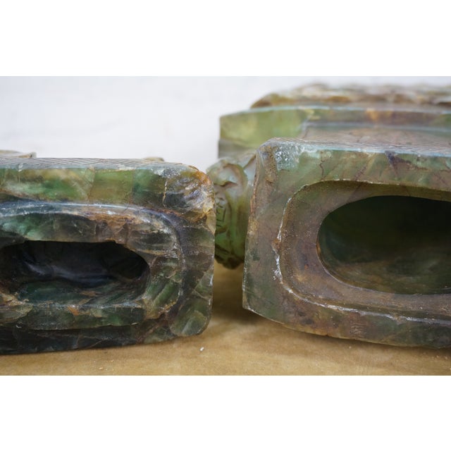 Antique Chinese Qing Dynasty Carved Green & Yellow Jade Pheasant Urn For Sale - Image 10 of 12