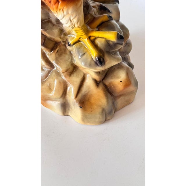 Brown French Hand-Painted Ceramic Eagle Sculpture, 1970s For Sale - Image 8 of 16