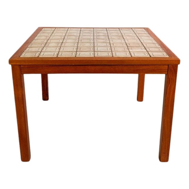 Vintage Brutalist Coffee Table in Teak with Ceramic Tiles For Sale