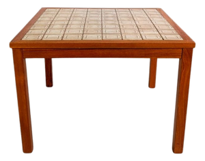 Vintage Brutalist Coffee Table in Teak with Ceramic Tiles