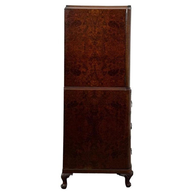Wood Antique English Edwardian Burr Walnut Cabinet For Sale - Image 7 of 13