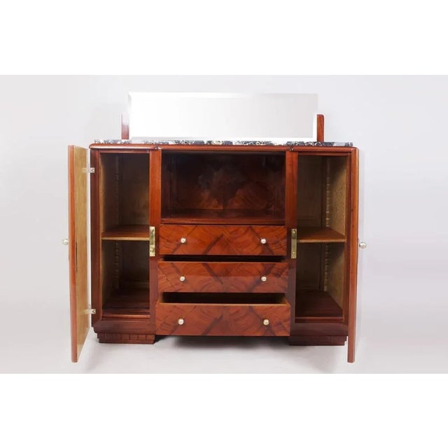1920s Art Deco Mahogany Sideboard with Marble Top and Mirror, France, 1920s For Sale - Image 5 of 6