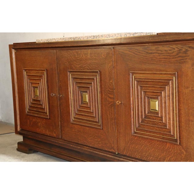 Vintage Art Deco Sideboard in Oak and Marble, 1940 For Sale - Image 6 of 18