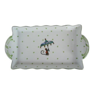 Small Hand-painted Tray with a Whimsical Monkey For Sale