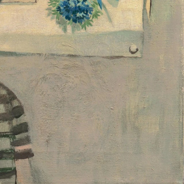 Textile 'Blue Eyed Girl' by Robert Childers, 1954, Pennsylvania Academy of Fine Art, Philadelphia Museum, Pennsylvania Artist, Trompe l'Oeil For Sale - Image 7 of 8