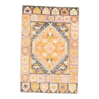 Early 21st Century Multicolor Small Turkish Oushak Rug 2'4" X 3'7" For Sale