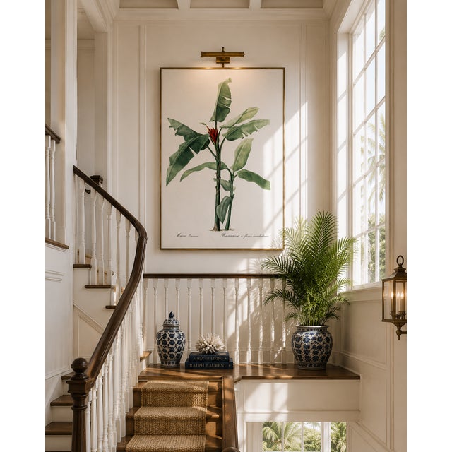 Vintage botanical artwork reproduced and refined for modern printing. Featuring dramatic scarlet banana blooms, lush...