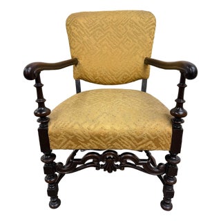 Vintage Spanish Revival Renaissance Revival Walnut Armchair For Sale