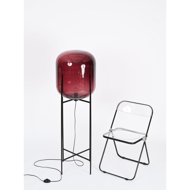 Gorgeous large oda floor lamp in the charming deep purple colored blown-glass version. This stylish table lamp was...