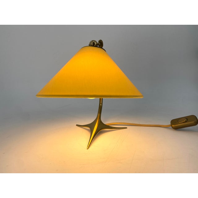 Table Lamp * Beautiful organically shaped brass base * Rewired with a lovely matching fabric cable * Beautiful new funnel-...