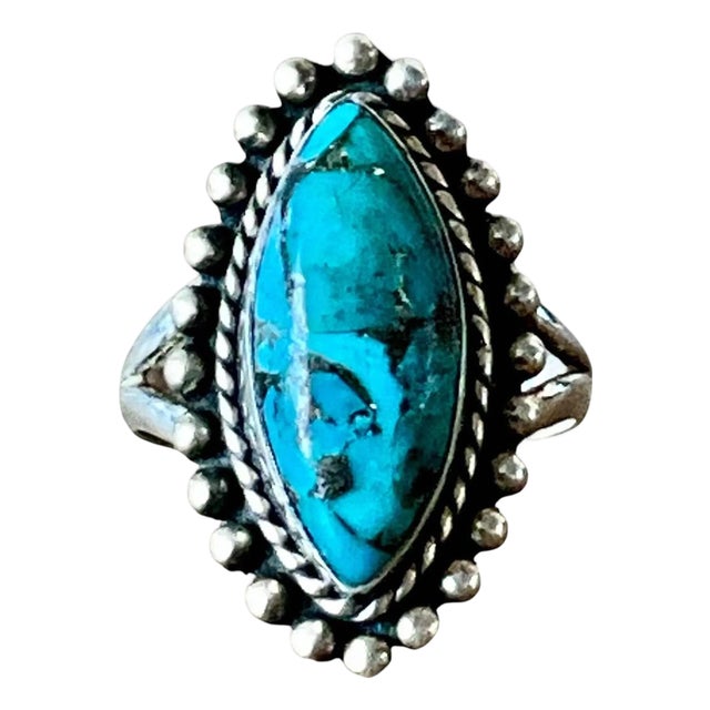 Vintage Boho Native American Style Turquoise Ring For Sale