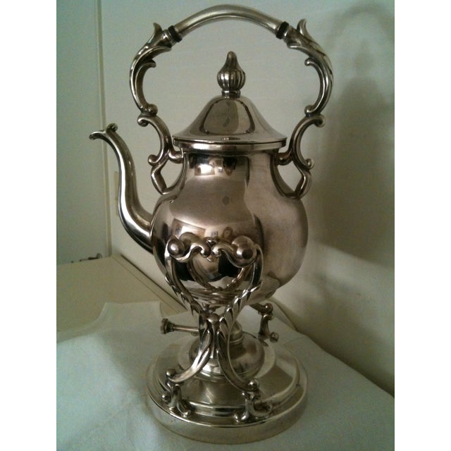 Silver on Copper Tea Kettle with Stand and Burner Chairish