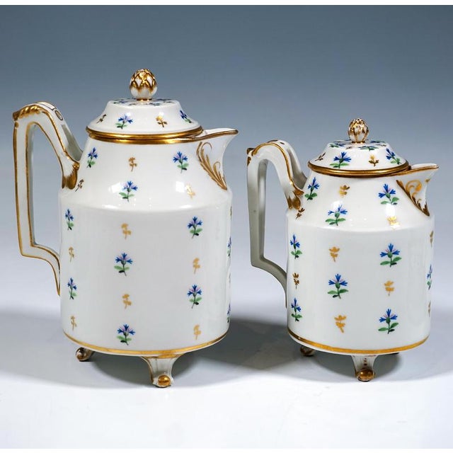 Traditional Viennese Imperial Gilt Porcelain Tete-a-Tete Coffee Service with Cornflowers, 1797, Set of 4 For Sale - Image 3 of 8