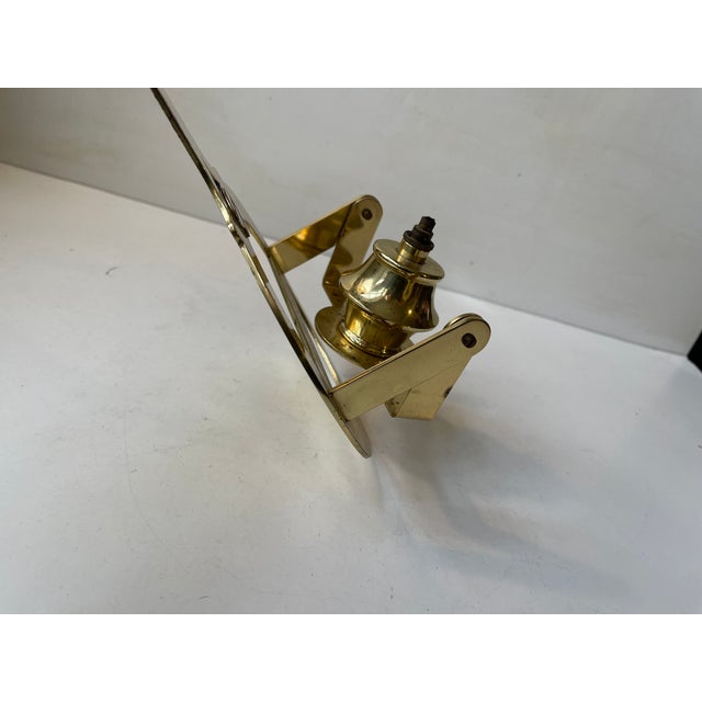 Vintage Nautical Wall-Hung Oil Lamp in Brass by G. V. Harnish, Denmark, 1980s For Sale - Image 3 of 8