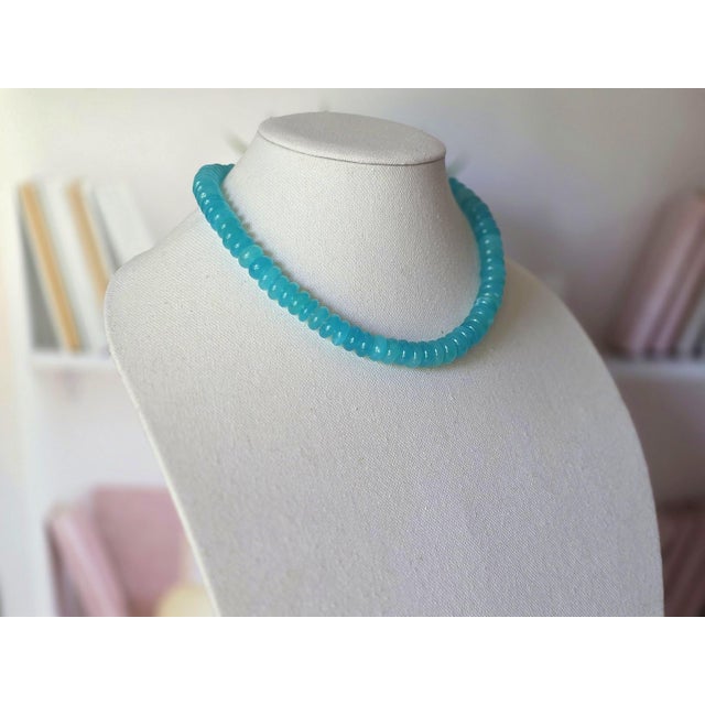 Mozambique Amazonite Rondelle Necklace With Amazonite Clasp For Sale In Cleveland - Image 6 of 9