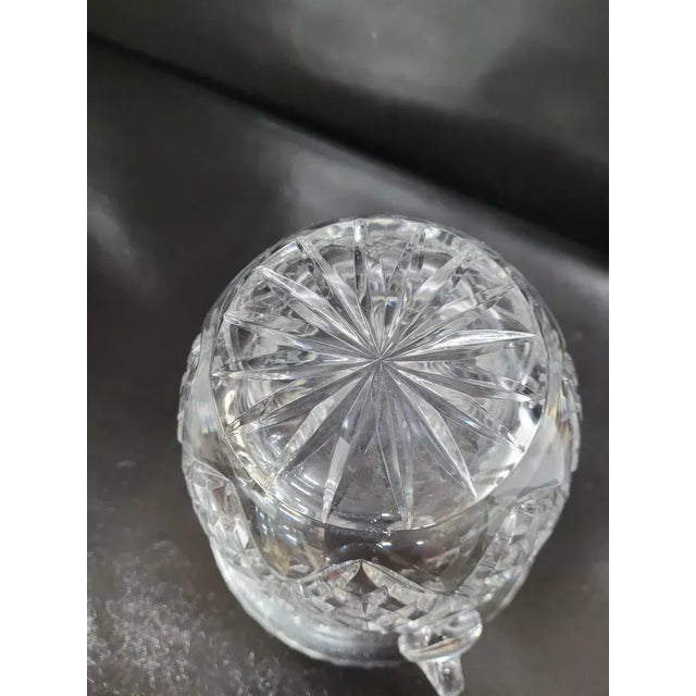 1980s Vintage Crystal Etched Cut Glass Ice Bucket With Thongs - Set of 2 For Sale - Image 5 of 11