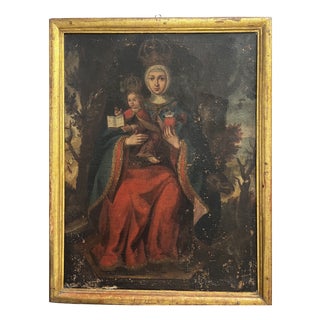 Anonimo, Spanish School, Virgin and Child, 1680, Oil on Canvas, Framed For Sale