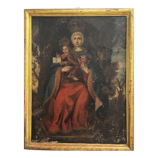 Anonimo, Spanish School, Virgin and Child, 1680, Oil on Canvas, Framed For Sale