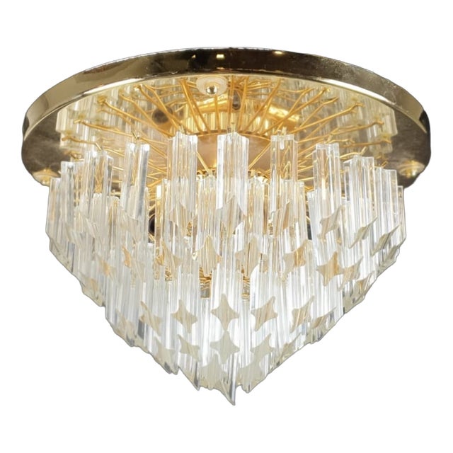 Crystal Ceiling Light attributed to Paolo Venini for Novaresi, 1960s For Sale