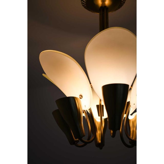 Scandinavian Ceiling Lamp in Opaline Glass and Brass by Carl Fagerlund, 1950s For Sale - Image 11 of 13