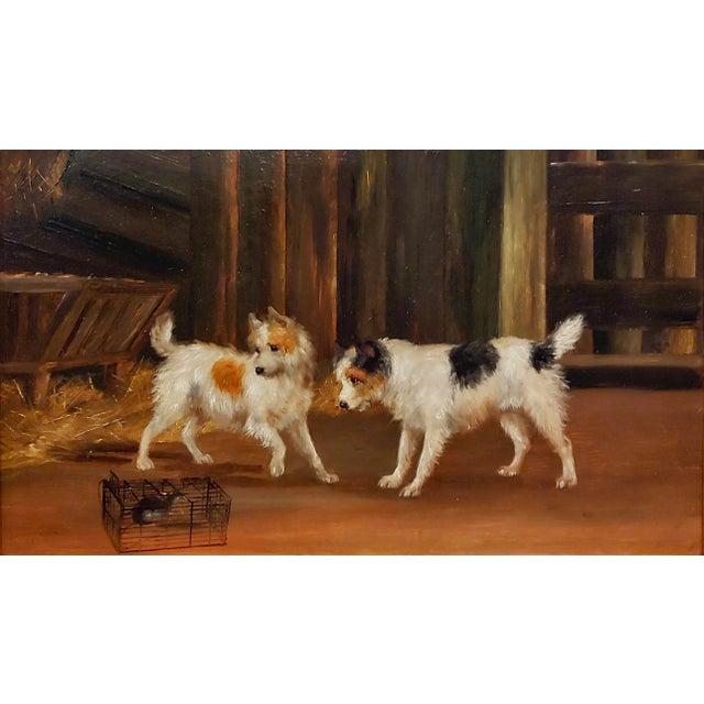 Realism Two Terriers & the Trapped Rat- 19th C. Oil Painting Attributed to George Armfield For Sale - Image 3 of 7