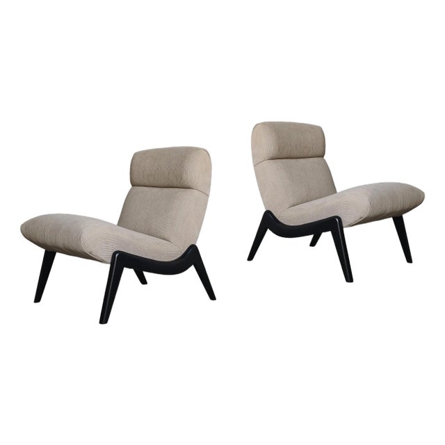 Pair of Mid Century Scoop Lounge Chairs For Sale