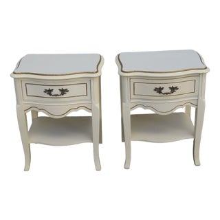 French Shabby Chic Painted Nightstands Side End Bedside Tables a Pair 6238 For Sale
