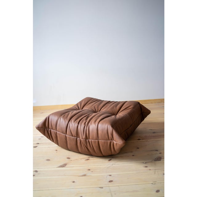 Brown Leather Togo Living Room Set by Michel Ducaroy for Ligne Roset, Set of 5 For Sale - Image 15 of 18