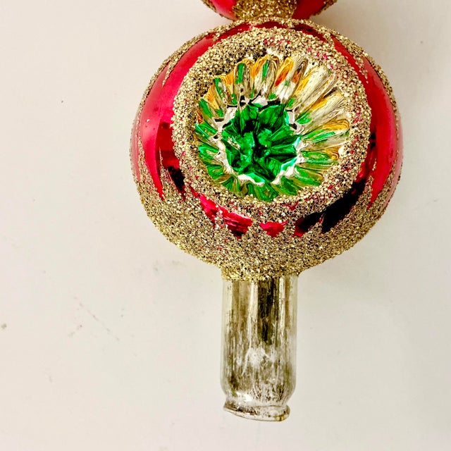 Antique German Art Deco Hollywood Regency Blown Mercury Glass Christmas Tree Topper With Indented Stars For Sale - Image 6 of 12