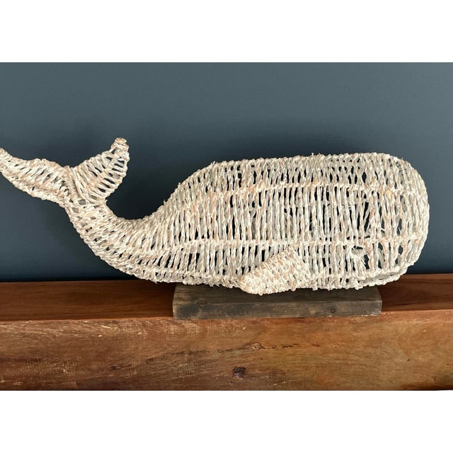 Nautical 1970s Woven Rope & Wire Whale Sculpture For Sale - Image 3 of 7
