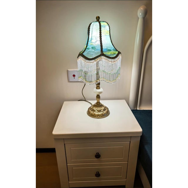 2020s Monet Water Lily Beaded Chain & Copper Lamp For Sale - Image 5 of 7