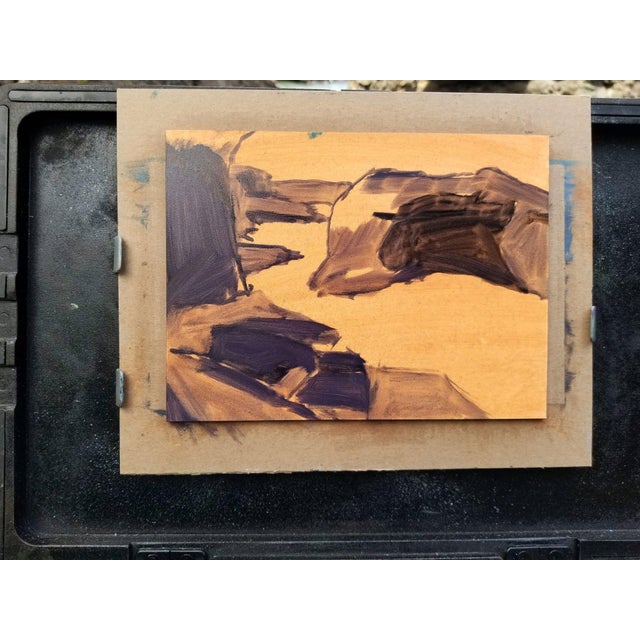 Presque Isle (Day 87) June 14, 2022 by Primary Hughes | Oil on masonite Landscape with rocky shoreline. For Sale - Image 4 of 5