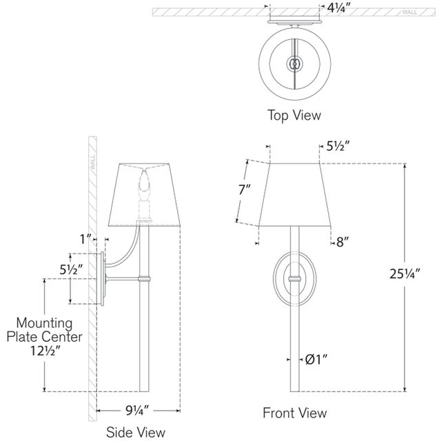 Abigail XL Sconce in Polished Nickel and Clear Wavy Glass with Linen Shade Designer: Marie Flanigan Finish: Polished...