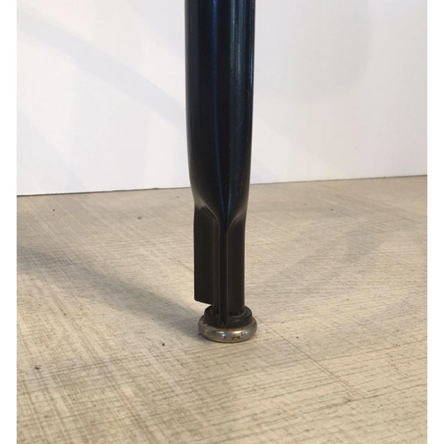 Black Metal and Chrome Bar Stools With Round Wood Seats 'Four Available' For Sale - Image 11 of 12