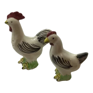 1980s Blue Ridge Pottery Rooster Hen Chicken Salt and Pepper Shaker Set- a Pair