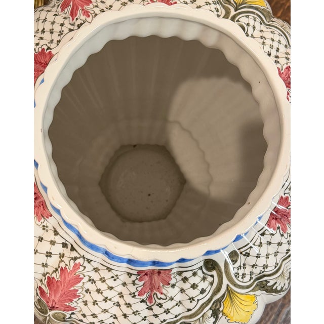 White Monumental Signed Italian Hand-Painted Porcelain Lidded Urn by M. Dalla Costa, 35" For Sale - Image 8 of 12