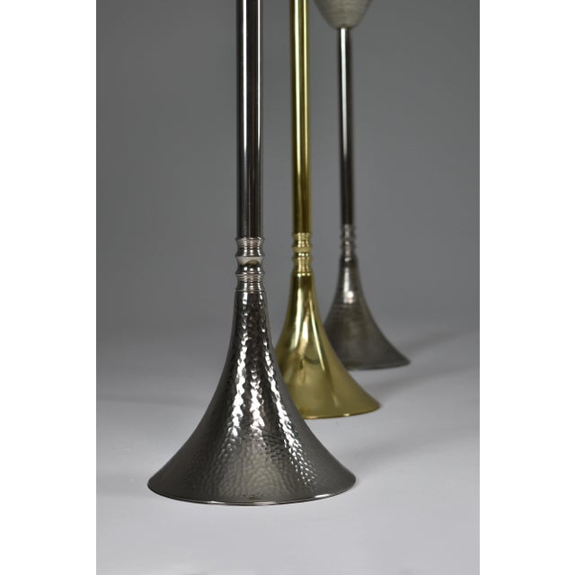 Celis Contemporary Hammered Nickel Brass Champagne Bucket Stand For Sale - Image 6 of 7