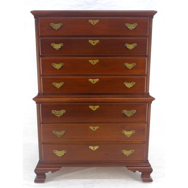 Bracket Feet Solid Mahogany Brass Pull Federal Style 7 Drawer High Chest Dresser For Sale - Image 12 of 18