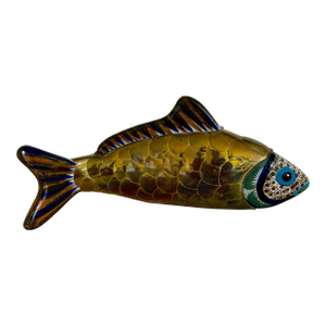 Oversized Sergio Bustamante Style Braas Hand Painted Ceramic Koi Fish Table Sculpture