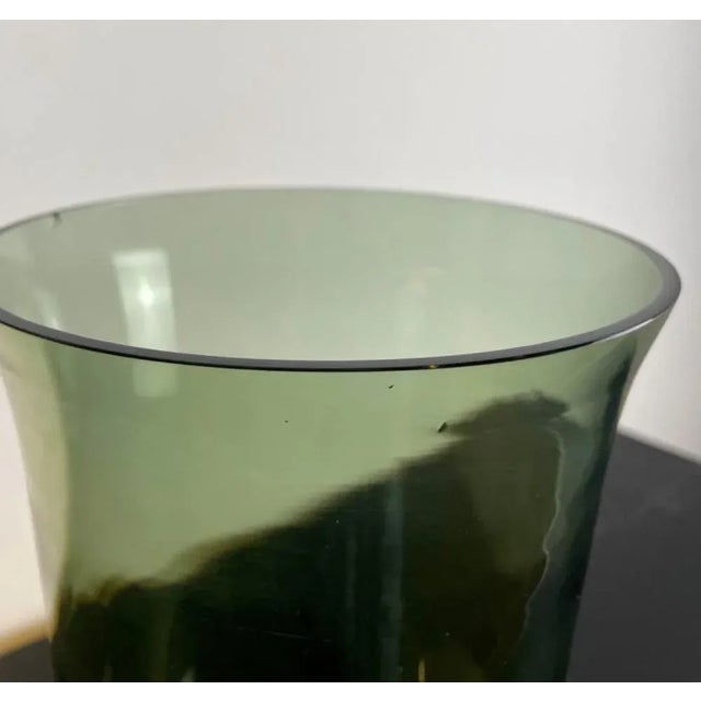 Vintage French Pedestal Glass Jar in Green, France, 1970s For Sale - Image 3 of 8