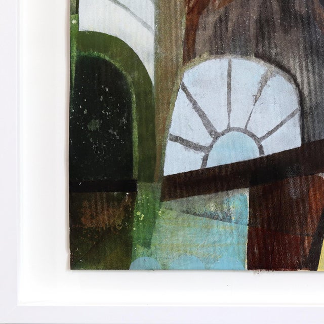 Textile Urban Life - Framed Original Abstract Green Landscape Acrylic Painting on Canvas by Maria C. Bernhardsson For Sale - Image 7 of 9