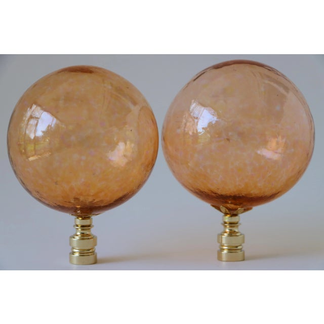 Handblown Glass Lamp Finial in Peach on Brass Hardware For Sale In Madison - Image 6 of 6