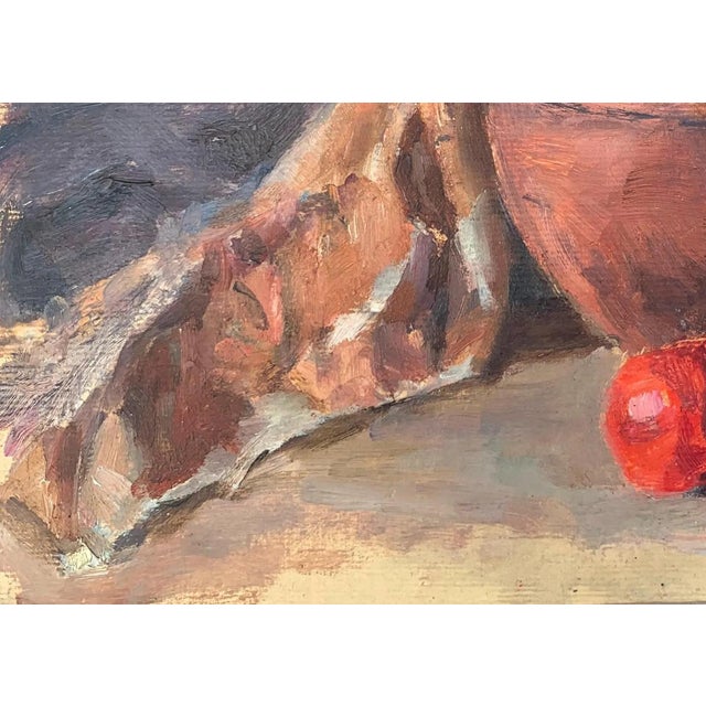 1960s Vintage Still Life Oil Painting, Food & Pottery, Ukrainian Art 24-34 For Sale - Image 5 of 6