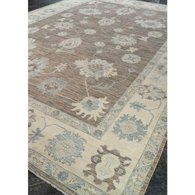 Brown Oushak Rug 10' x 13'10" #21381 For Sale - Image 8 of 8