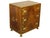 A 20th C. English Import brass inlaid mahogany chest with campaign style inset pulls, heavy brass carrying handles and...