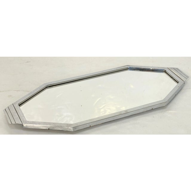 Art Deco Octagonal Mirrored Glass Tray With Chrome Surround From England For Sale - Image 10 of 10
