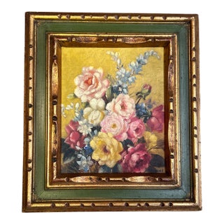 1970’s Original Traditional Floral Bouquet Still Life Painting For Sale